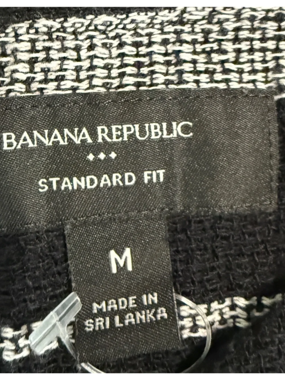 Banana Republic Textured Black Camp Resort Shirt, M